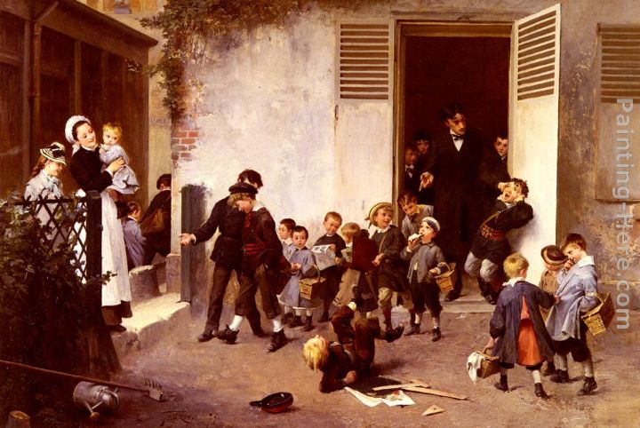 La Sortie De L'ecole painting - Henry Jules Jean Geoffroy La Sortie De L'ecole art painting